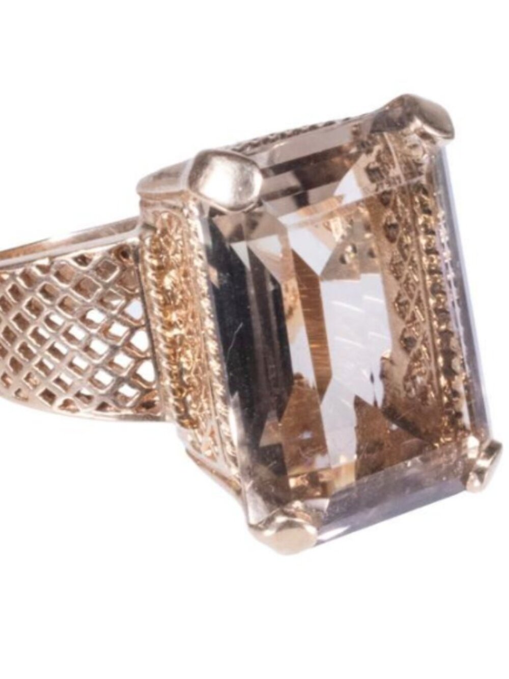 VINTAGE 14K GOLD SMOKY CITRINE RING